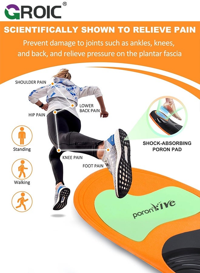 GROIC Arch Support Plantar Fasciitis Insoles,Memory Foam Comfort Heavy Duty High Arch Support Inserts for Pain Relief Absorb Shock, Sports Insoles - Image 5