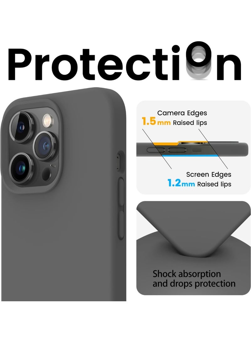 حومة غطاء حماية لهاتف iPhone 13 Pro مصنوع من السيليكون السائل المقاوم للصدمات وغطاء حماية كامل الجسم مع بطانة ناعمة من الألياف الدقيقة لهاتف iPhone 13 Pro مقاس 6.1 بوصة - Image 3