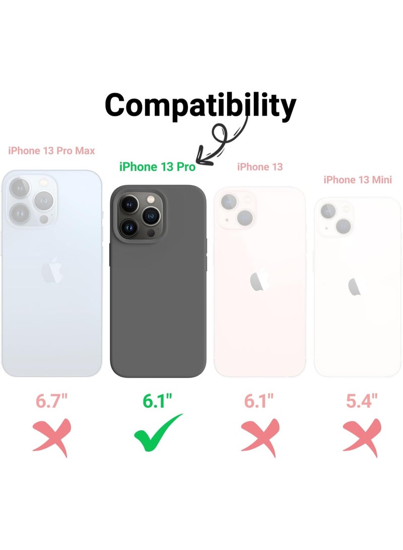 حومة غطاء حماية لهاتف iPhone 13 Pro مصنوع من السيليكون السائل المقاوم للصدمات وغطاء حماية كامل الجسم مع بطانة ناعمة من الألياف الدقيقة لهاتف iPhone 13 Pro مقاس 6.1 بوصة - Image 4