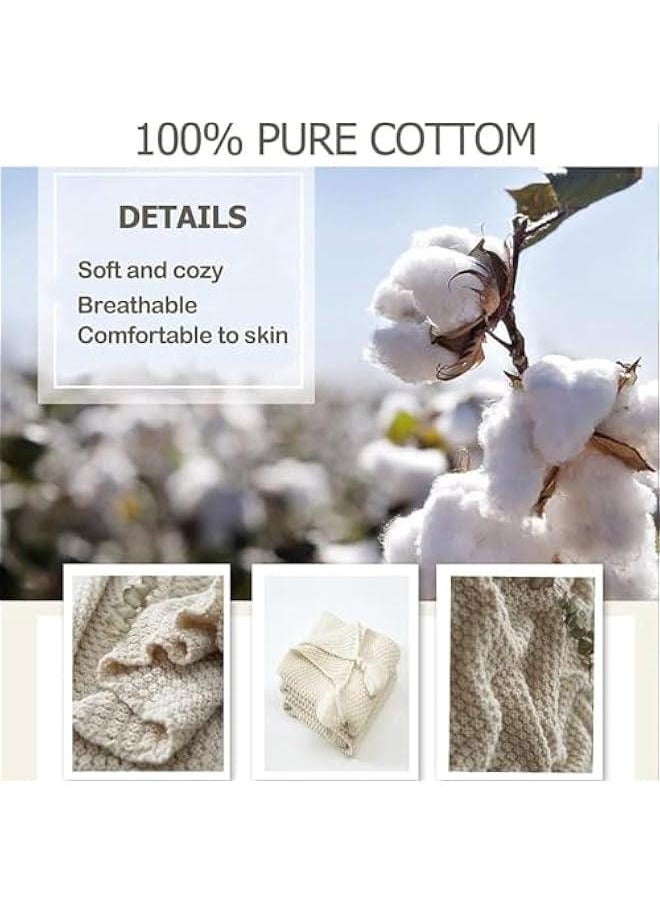 HOOKOR Knitted Throw Blanket, Sofa Blanket, Cozy Lightweight Decorative Throw, Warm Woven Blanket with Tassels for Couch Sofa, Bed and Living Room, All Seasons for Women, Men and Kids (110x150cm Beige)  - Image 4