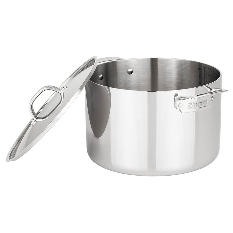 Viking Viking Culinary 3-Ply Stainless Steel Stock Pot, 12 Quart, Includes Metal Lid, Dishwasher, Oven Safe, Works on All Cooktops including Induction  - Image 5