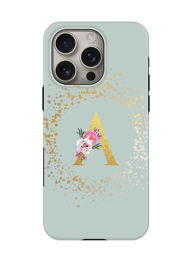 Stylizedd Tough Pro Magnetic Case for iPhone 16 Pro, Dual Layer hybrid PC + TPU Mobile Cover Matte - Custom Monogram Floral - A  (Light Grey ) - Image 1