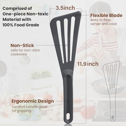ReneeChef Slotted Spatula, Professional Heat Resistant Fish Turner, Spatula Flipper Safe for Nonstick Cookware - Image 2