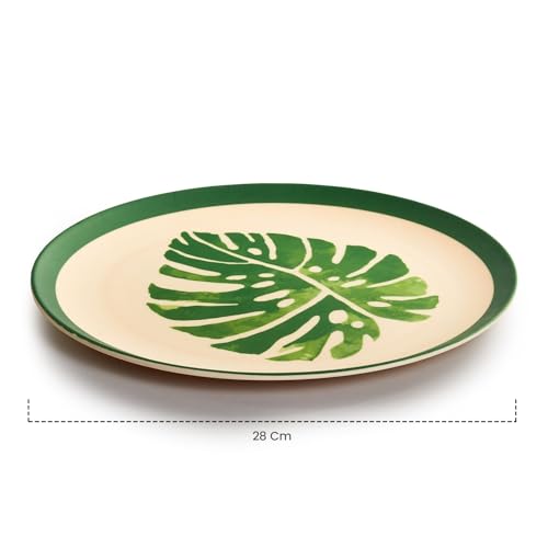 Red Butler Eco-Friendly Bamboo Fiber Plates | Set of 4 Dinner Plates (11-Inch) | Reusable and Stain Resistant | Sturdy Weight and Durable | Microwave & Dishwasher Safe | Elegant Leaf Design - Image 5