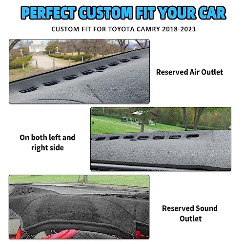 POSAID for Toyota Camry Dash Cover 2024 2023 2022 2021 2020 2019 2018 Dashboard Cover Mat Custom Fit Toyota Camry 2018-2024, Grey - Image 4
