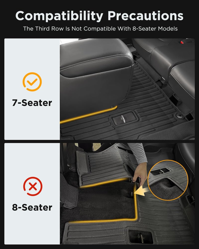CarQiWireless حصائر أرضية لسيارة نيسان أرمادا/إنفينيتي كيو إكس 80 2019-2024 (7 مقاعد) واقي أرضي لجميع الأحوال الجوية بتقنية TPE مضادة للانزلاق لملحقات نيسان أرمادا/إنفينيتي كيو إكس 80 2019 2020 2021 2022 2023 2024 - Image 3