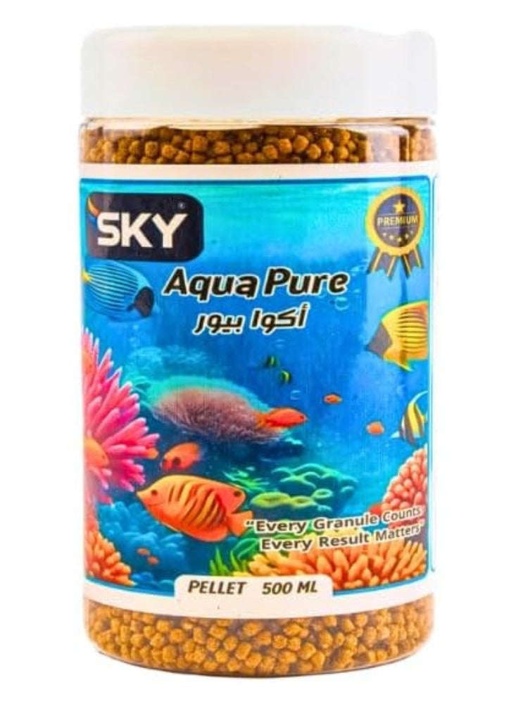 سكاي اكل سمك سكاي أكوا بيور 500 مل | حبيبات بيلت للمبتدئين والأحواض الصغيرة، تركيبة سهلة الهضم للحفاظ على نظافة الماء