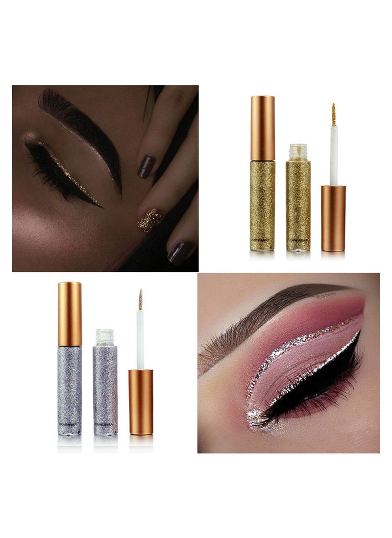 Handaiyan Liquid Eyeliner Waterproof Smudge Proof Sweat 10 Colors Glitter shimmer Liner Set Long Lasting Pigment Professional Makeup Gift Quick Dry,Gel,Soft,Smooth,Hyper Easy Suit Clubs, Stages, Parties  - Image 4