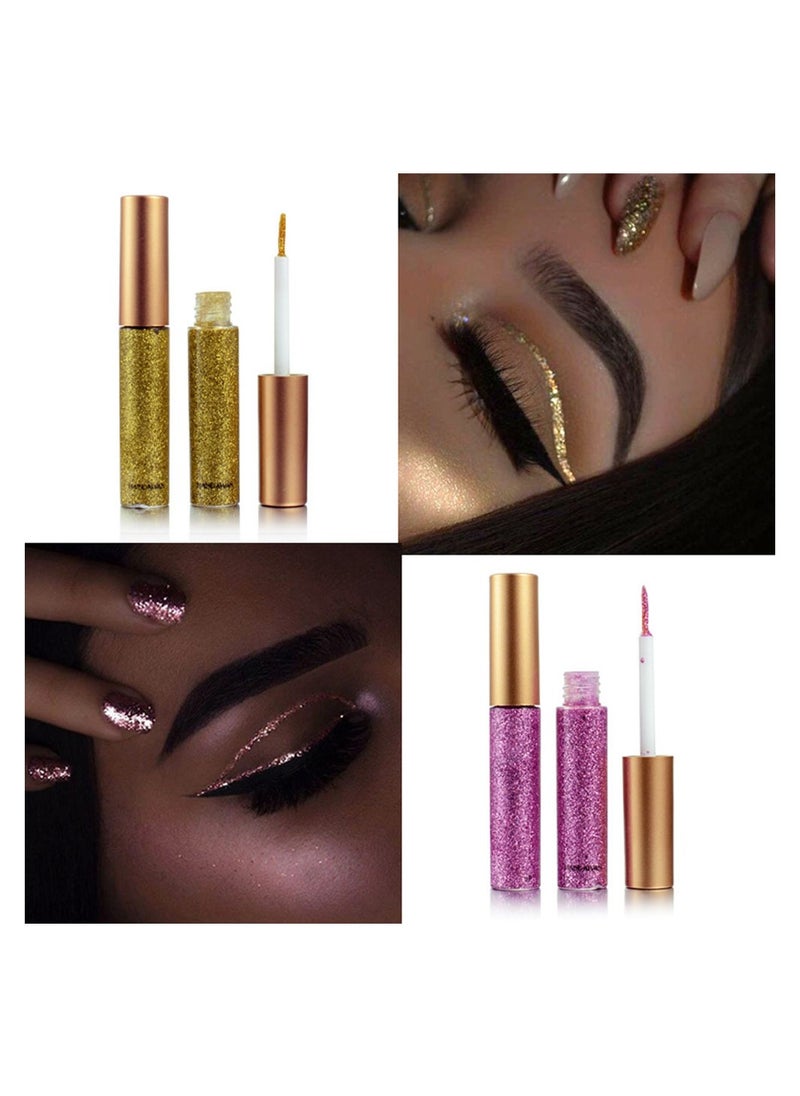 Handaiyan Liquid Eyeliner Waterproof Smudge Proof Sweat 10 Colors Glitter shimmer Liner Set Long Lasting Pigment Professional Makeup Gift Quick Dry,Gel,Soft,Smooth,Hyper Easy Suit Clubs, Stages, Parties  - Image 5