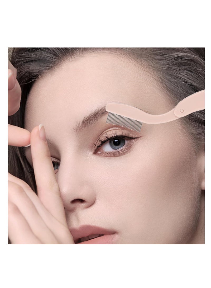MSQ Eyelash Comb MSQ Eyelash Separator Tool Eyelash Comb Separator Folding Eyelash Brush Separator Lash Comb for Eyelash Makeup Brush (khaki) - Image 2