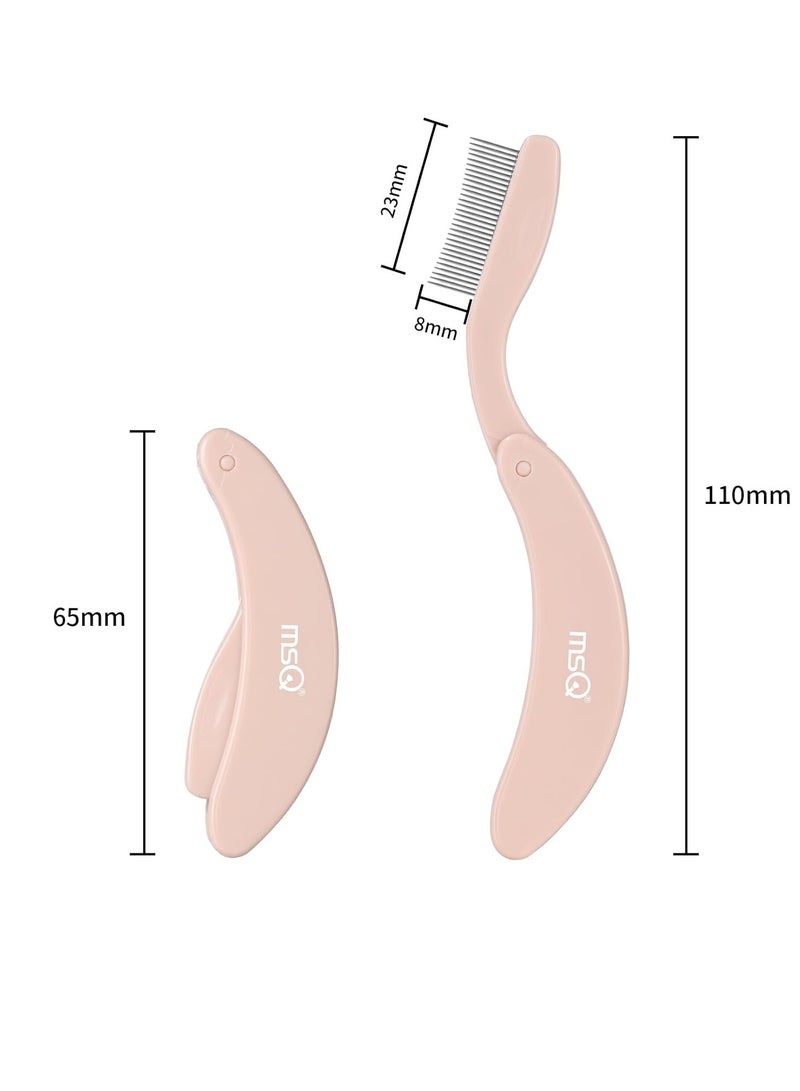 MSQ Eyelash Comb MSQ Eyelash Separator Tool Eyelash Comb Separator Folding Eyelash Brush Separator Lash Comb for Eyelash Makeup Brush (khaki) - Image 3