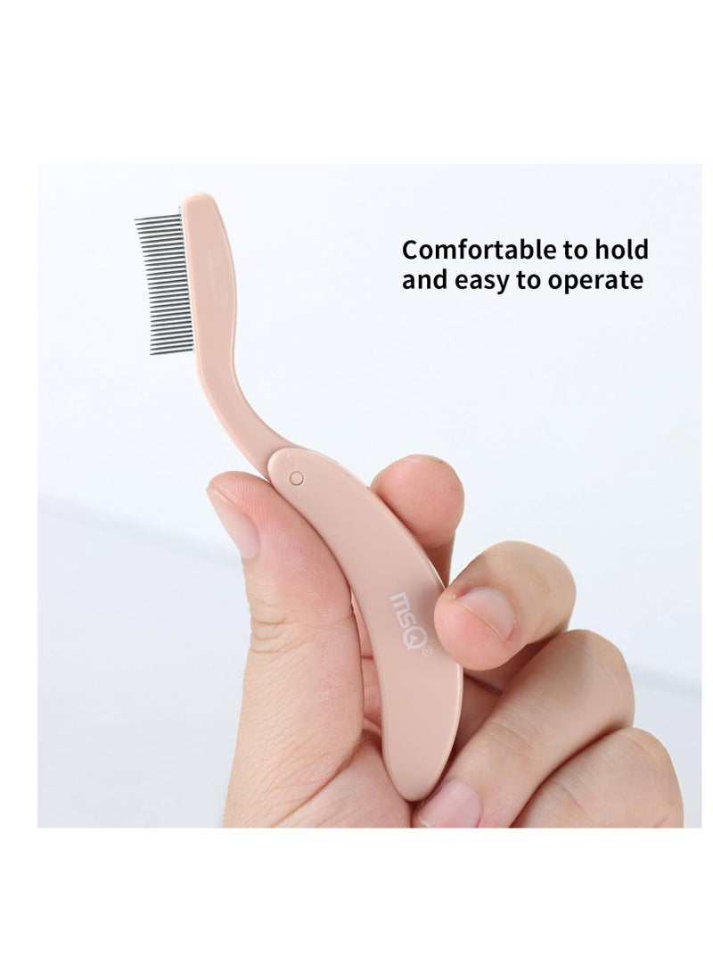 MSQ Eyelash Comb MSQ Eyelash Separator Tool Eyelash Comb Separator Folding Eyelash Brush Separator Lash Comb for Eyelash Makeup Brush (khaki) - Image 4
