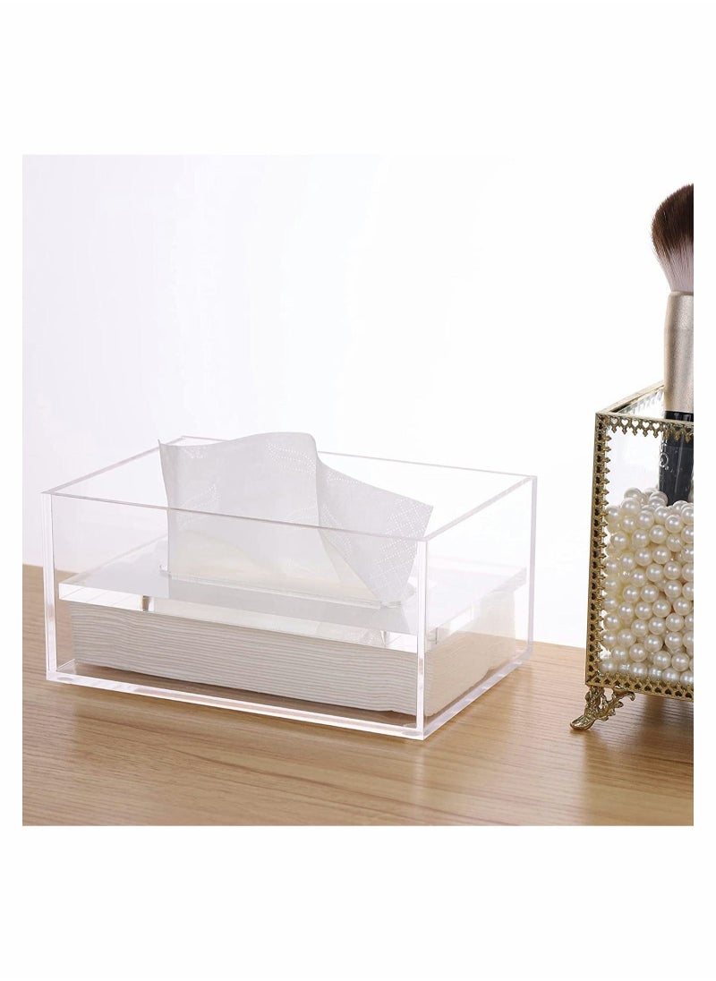 Excefore Acrylic Tissue Dispenser Box Cover Holder Clear Rectangle Napkin Organizer for Bathroom, Kitchen and Office Bedroom  - Image 4