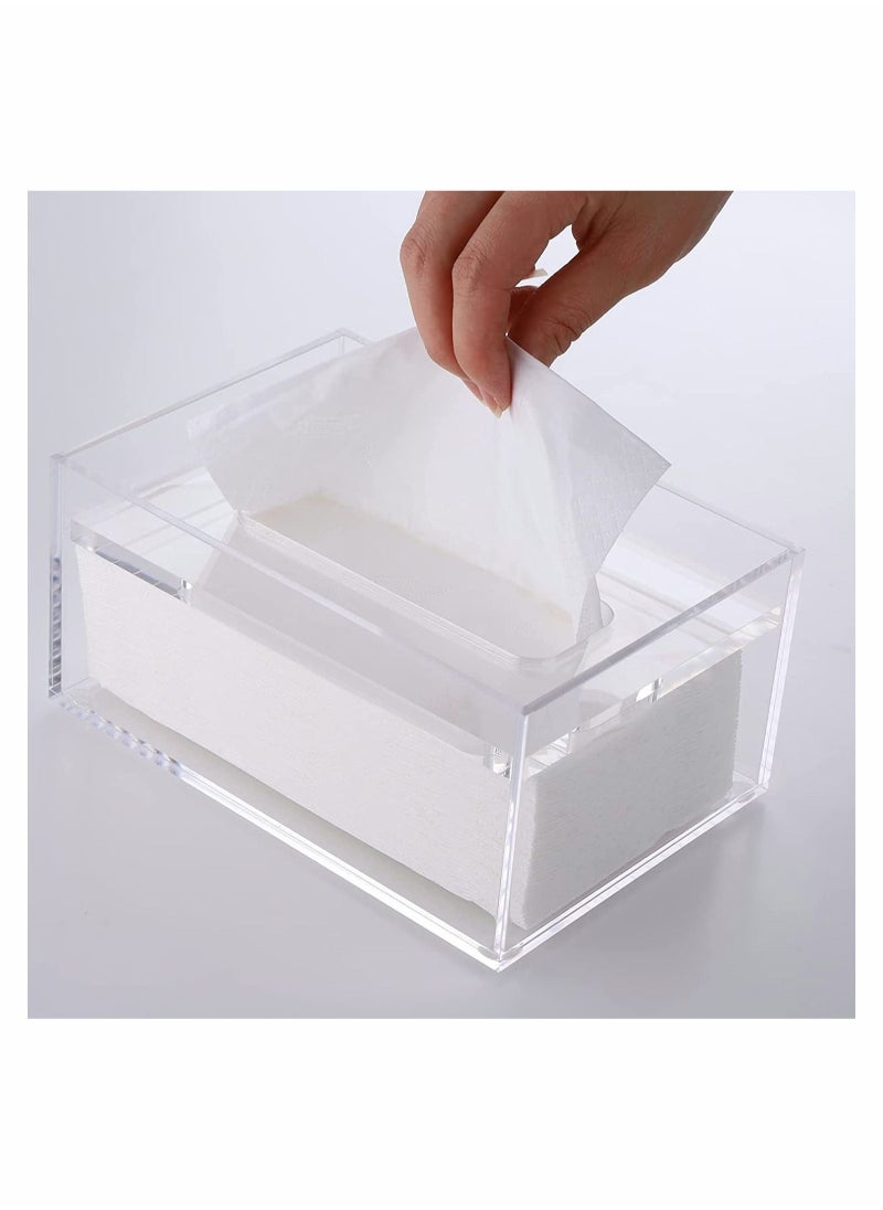 Excefore Acrylic Tissue Dispenser Box Cover Holder Clear Rectangle Napkin Organizer for Bathroom, Kitchen and Office Bedroom  - Image 3