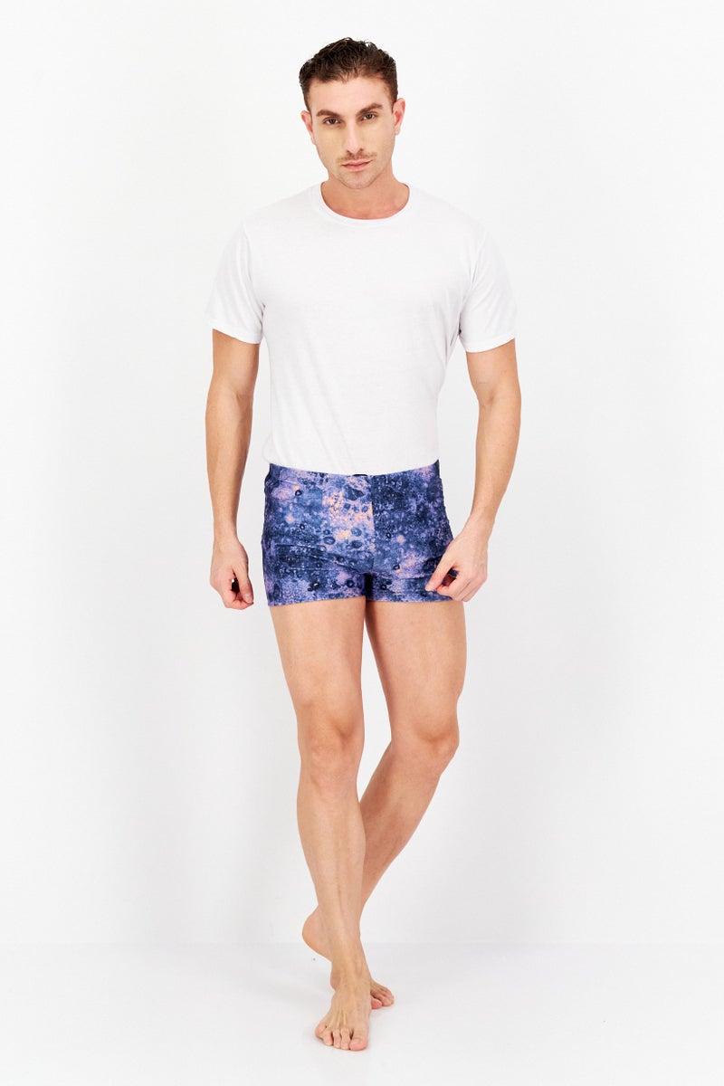Adidas Men Allover Print Swim Trunks, Blue Combo  - Image 2