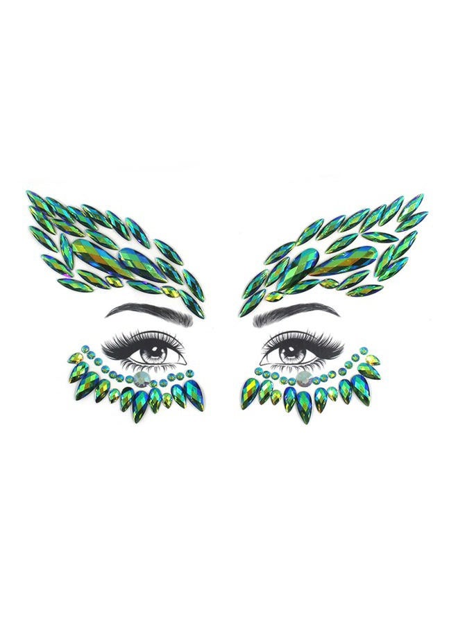 Topz halloween sticker face jewels for makeup diamond pasties self adhesive temporary tattoos face gems body sticker for holidays (green ab) - Image 1