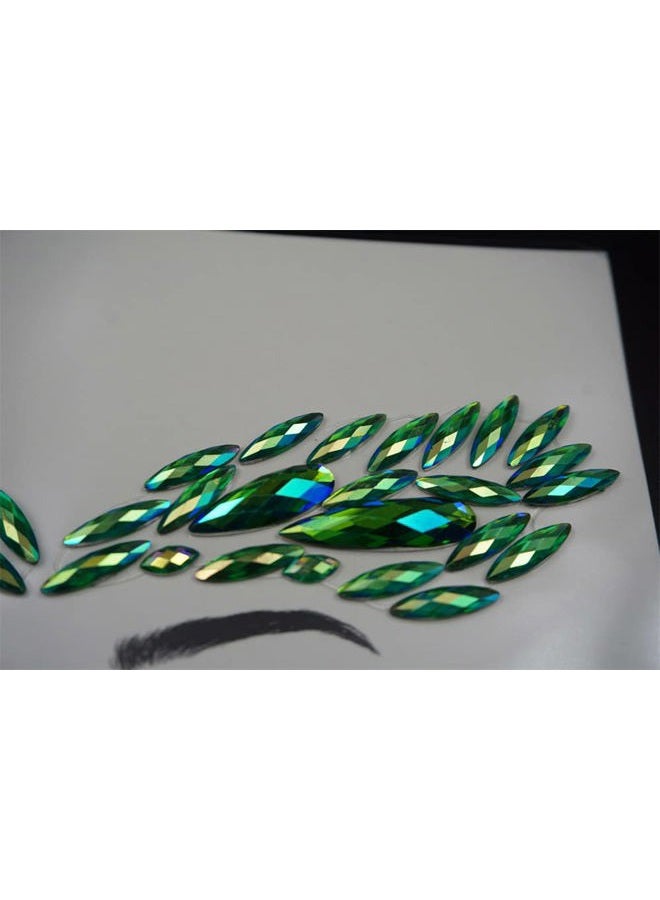 Topz halloween sticker face jewels for makeup diamond pasties self adhesive temporary tattoos face gems body sticker for holidays (green ab) - Image 4