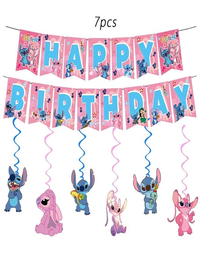 ليلو آند ستيتش مجموعة لوازم حفلات ستيتش الوردية، ٨٨ قطعة، تشمل لافتات، أطباق، أكواب ورقية، مناديل، وزينة معلقة، مثالية لأعياد الميلاد ذات طابع ستيتش! تتميز بطبعة ستيتش وردية لطيفة. - Image 3