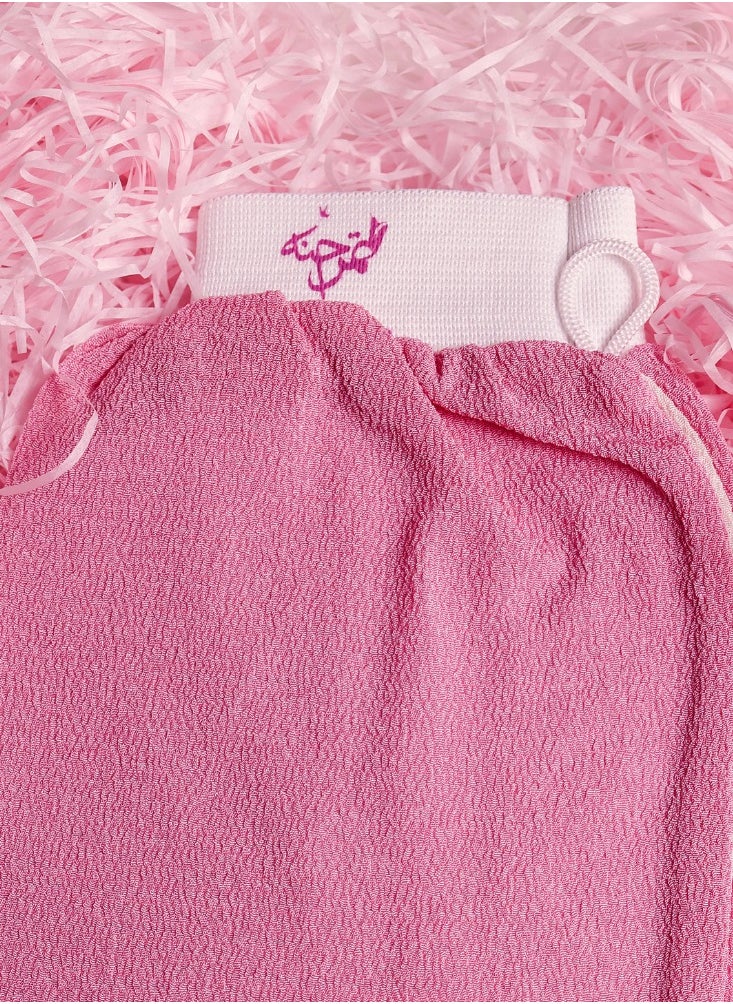 TamrHenna - Moroccan Gloves, Kessa Glove, Moroccan Loofah, Moroccan Hammam, Weekly Scrub, 100% Moroccan viscose fabric, Pink Scrub, Exfoliate, Cleanse, Eliminate Dead Skin Cells, Home SPA - Image 1