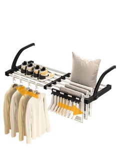 XiuWoo Adjustable Folding Portable Clothes Drying Rack, Extendable Hanging Stand, Towel Laundry Rack, Cloth Storage Rack for Shoes, Sock, Indoor Outdoor with Sock, T-shirts hanging Clips  - Image 2