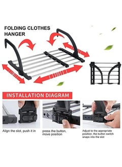 XiuWoo Adjustable Folding Portable Clothes Drying Rack, Extendable Hanging Stand, Towel Laundry Rack, Cloth Storage Rack for Shoes, Sock, Indoor Outdoor with Sock, T-shirts hanging Clips  - Image 4