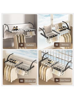 XiuWoo Adjustable Folding Portable Clothes Drying Rack, Extendable Hanging Stand, Towel Laundry Rack, Cloth Storage Rack for Shoes, Sock, Indoor Outdoor with Sock, T-shirts hanging Clips  - Image 3