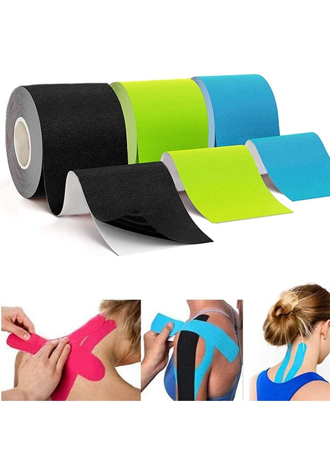 Generic 3 Rolls Kinesiology Tape, Kinetic Tape Joints Support & Muscle Pain Relief Muscle Tape or Sports & Weightlifting, 5CM x Long Roll 5M Free Cut Tape  - Image 1