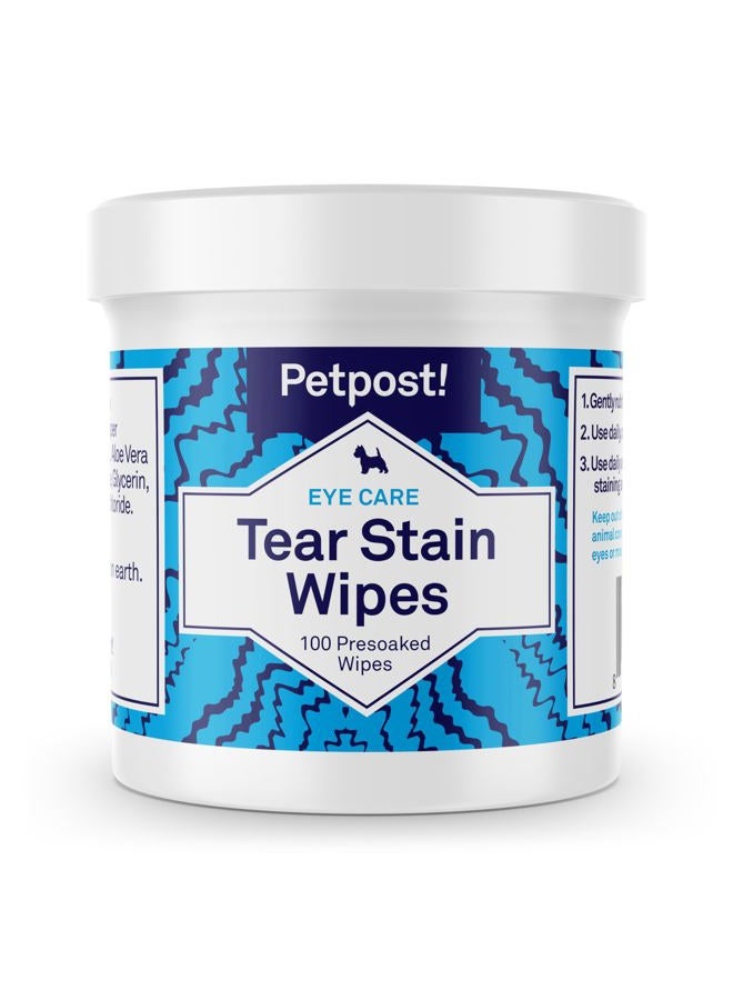 Petpost Tear Stain Remover Wipes - Presoaked Cotton Pads - Best Natural Eye Crust Treatment for White Fur - Maltese Angels Approved - Chemical and Bleach Free 100 ct. - Image 1