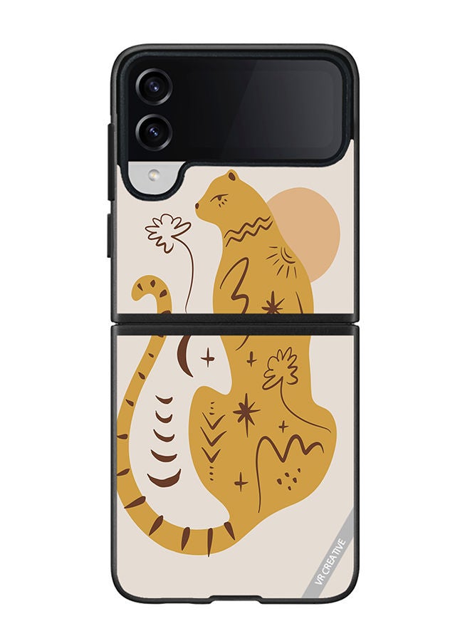 VR CREATIVE Protective Case Cover For Samsung Galaxy Z Flip4 Boho Cute Leopard Animal Design Multicolour - Image 1