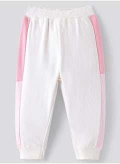 Bonfino Bonfino 100% Cotton French Terry Full Length Drop Shoulder Color Block Winter Wear Co-ord Set with Rainbow Print - White(9-24M)  - Image 4