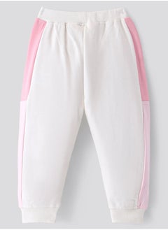 Bonfino Bonfino 100% Cotton French Terry Full Length Drop Shoulder Color Block Winter Wear Co-ord Set with Rainbow Print - White(9-24M)  - Image 5