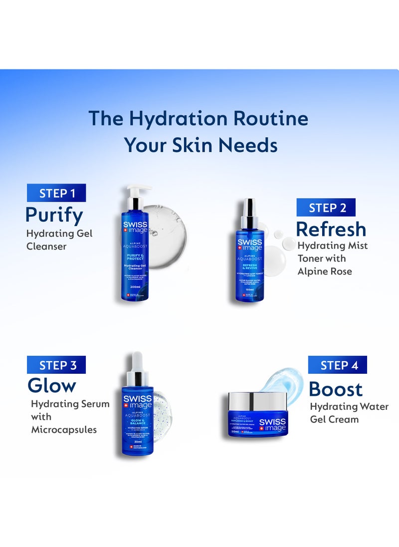 SWISS image - Aquaboost Hydrating Gel Cleanser With Hyaluronic Acid And Niacinamide  200 Ml Oil-Free, Deeply Hydrates, Plumps And Brightens Skin Lightweight, Non-Drying Formula For All Skin Types Swiss Made - Image 1