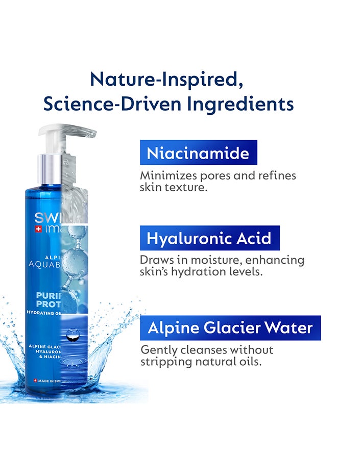 SWISS image Aquaboost Hydrating Gel Cleanser With Hyaluronic Acid And Niacinamide  200 Ml Oil-Free, Deeply Hydrates, Plumps And Brightens Skin Lightweight, Non-Drying Formula For All Skin Types Swiss Made - Image 2