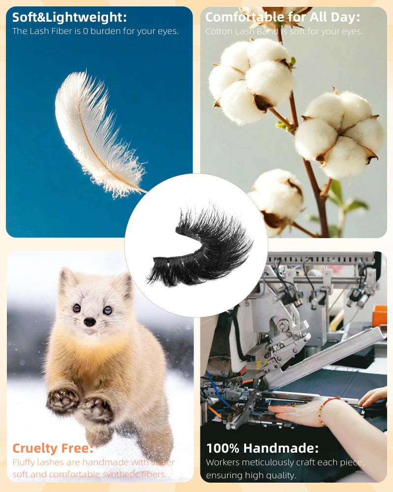 Boahankuke Mink Lashes 20MM Full False Eyelashes Thick Dramatic Cat Eyelashes 10D Big Wispy Fake Lashes D Curvature Volume Eye Lashes Long 7 Pairs Strip Lashes with Soft Cotton Band - Image 5