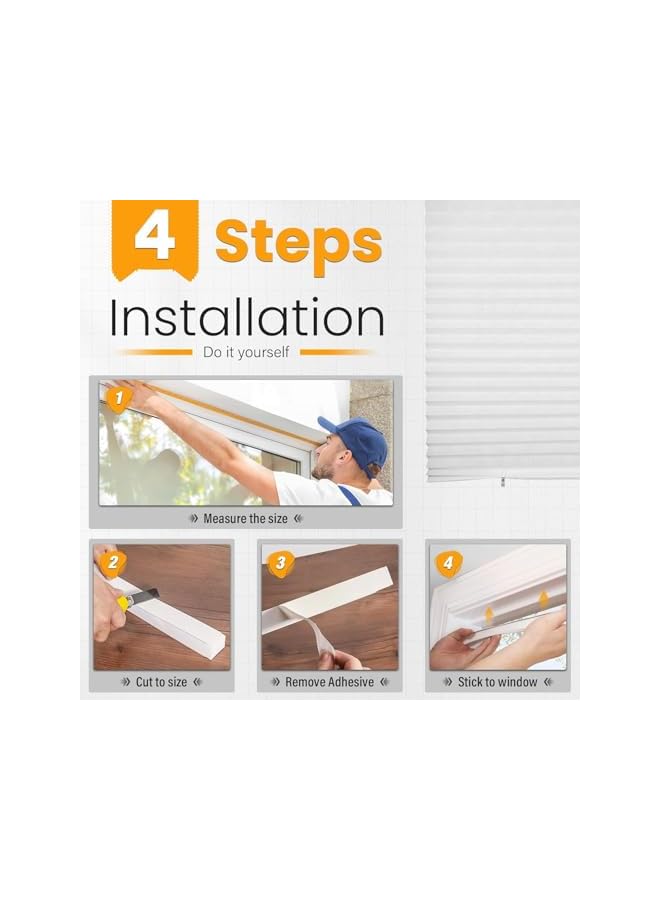 The Bros 4Pcs Blackout Window Shades, Blackout Pleated Paper Shade, Filtering Temporary Blinds for Windows, 35 x 71 Inch Cordless Room Darkening Blinds for Home Bedroom Office, No Tools Easy to Install - Image 5