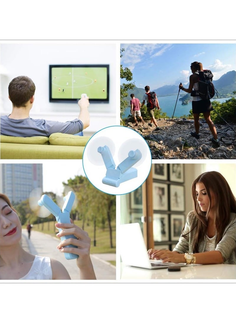 إسكدنيا مروحة محمولة باليد، مروحة كيس شخصية صغيرة قابلة للشحن عبر USB، مراوح يدوية للنساء والفتيات للاستخدام في الخارج والسفر، رأسان مزدوجان بسرعتين وتيار هواء قوي (أزرق) - Image 5