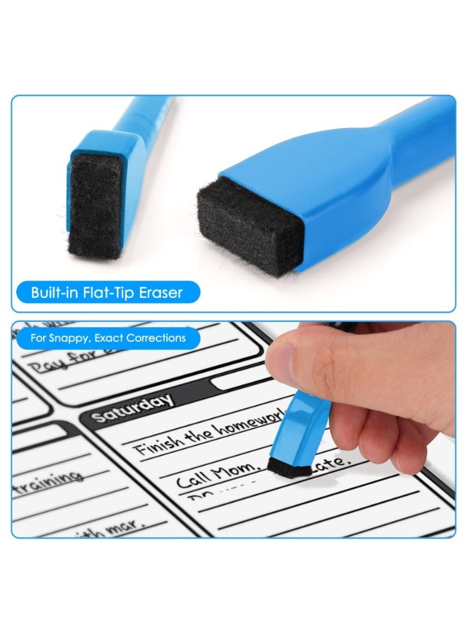 " أقلام سبورة بيضاء مغناطيسية، 12 قلم سبورة قابل للمسح ملون رفيع الخط مع ممحاة للأطفال والاستخدام المكتبي، أقلام رفيعة الرائحة المنخفضة للواح تقويم الثلاجة - اقلام سبورة ملونة قابله للمسح" - Image 4
