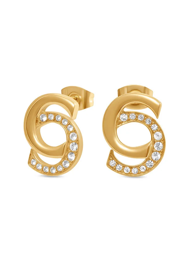 Marina Gold Double C Logo Earrings for Women
