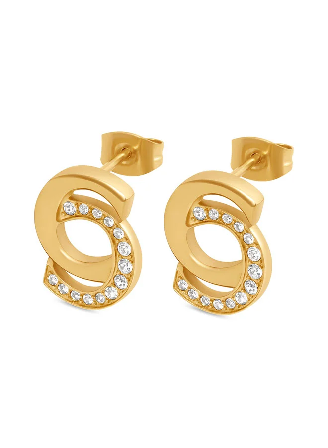 CERRUTI 1881 Marina Gold Double C Logo Earrings for Women