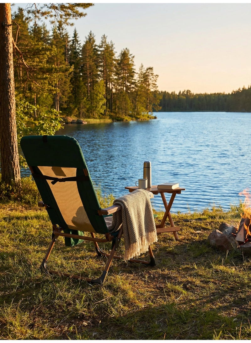 جرين ليون كرسي تخييم قابل للتعديل، مساند ذراع قوية ومسند رأس مدمج، قدرة تحمل 100 كجم، حاملة مشروبات معزولة، إطار فولاذي معزز، استرخاء قابل للتعديل بزاوية 130°، تصميم قابل للطوي بسرعة - Image 2