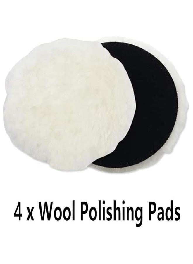 Generic - 6 Pcs 6 Inch Wool Polishing Buffing Pad Polishing Buffing Wheel for Drill Buffer Attachment with M14 Drill Adapter - Image 1