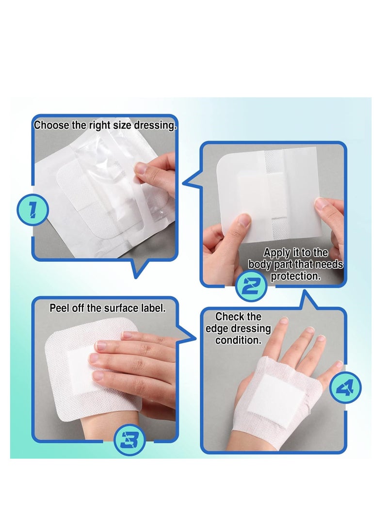 Generic Adhesive Island Dressing Bordered Gauze, Sterile Waterproof Individually Wrapped Gauze Pads Border Dressing Patches Post Breathable Wound for First Aid and Medical 5 Pcs  - Image 4