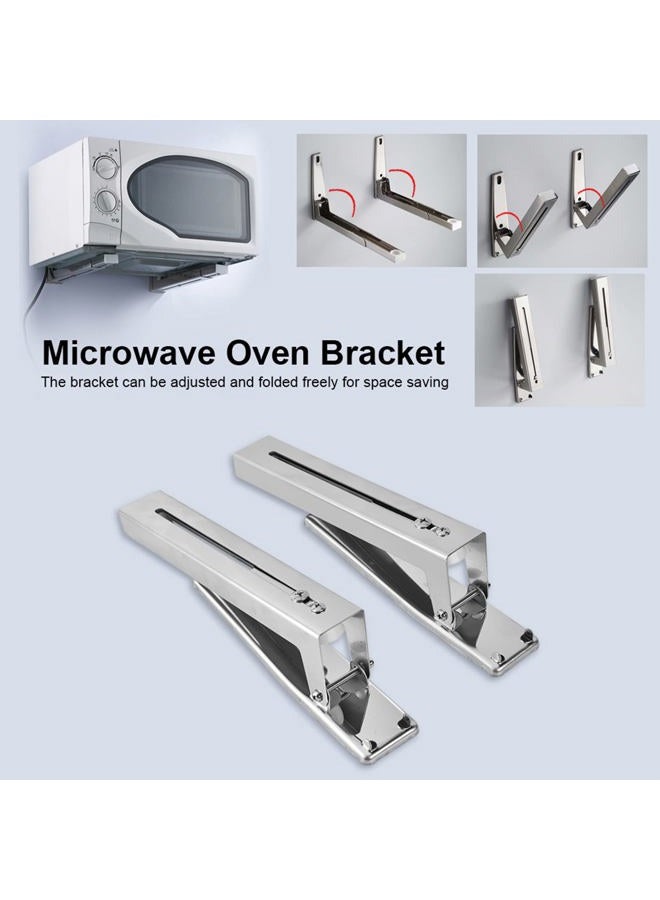 Yctze Stainless Steel Foldable Stretch Microwave Oven Bracket, Wall Mount Rack Shelf for Under Cabinet, Over Range, Toaster, and Ovens - Image 3