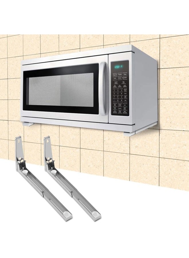 Yctze Stainless Steel Foldable Stretch Microwave Oven Bracket, Wall Mount Rack Shelf for Under Cabinet, Over Range, Toaster, and Ovens - Image 2