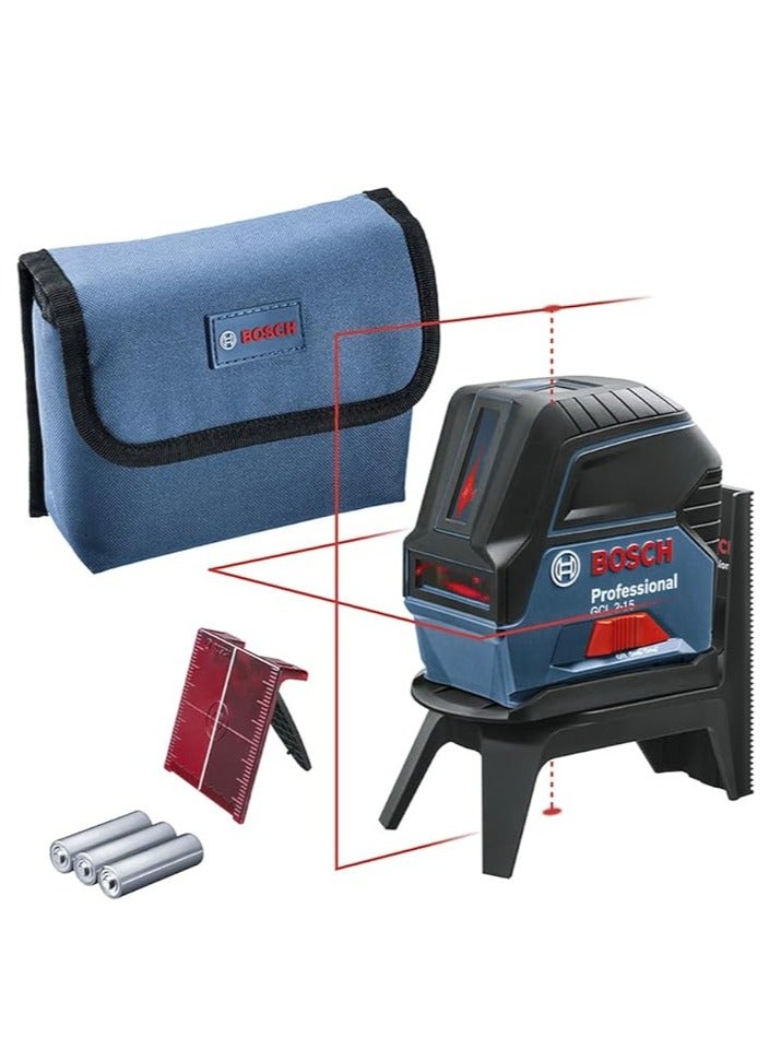 Bosch Professional Cross Line Laser GCL 2-15  Red Laser, Interior, with Plumb Points, Working Range: 15 m - Image 1