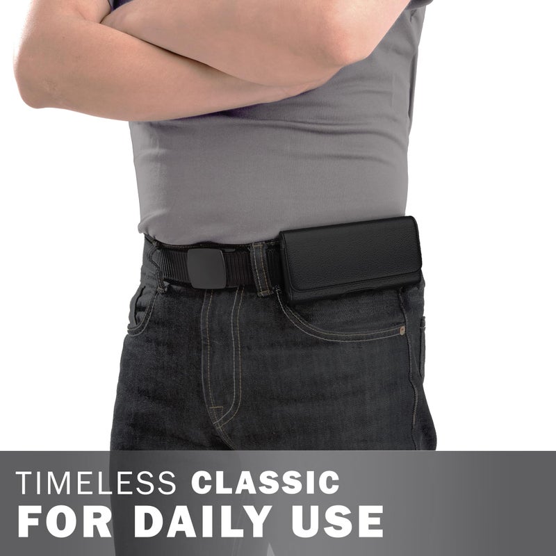 PiTau Holster for iPhone Pro Max and Plus Models (17 16 15 14 13 12 11 Xs Max) - Cell Phone Belt Holder Case with Clip, ID Credit Card Slot Pouch Cover, Large Black - Image 4