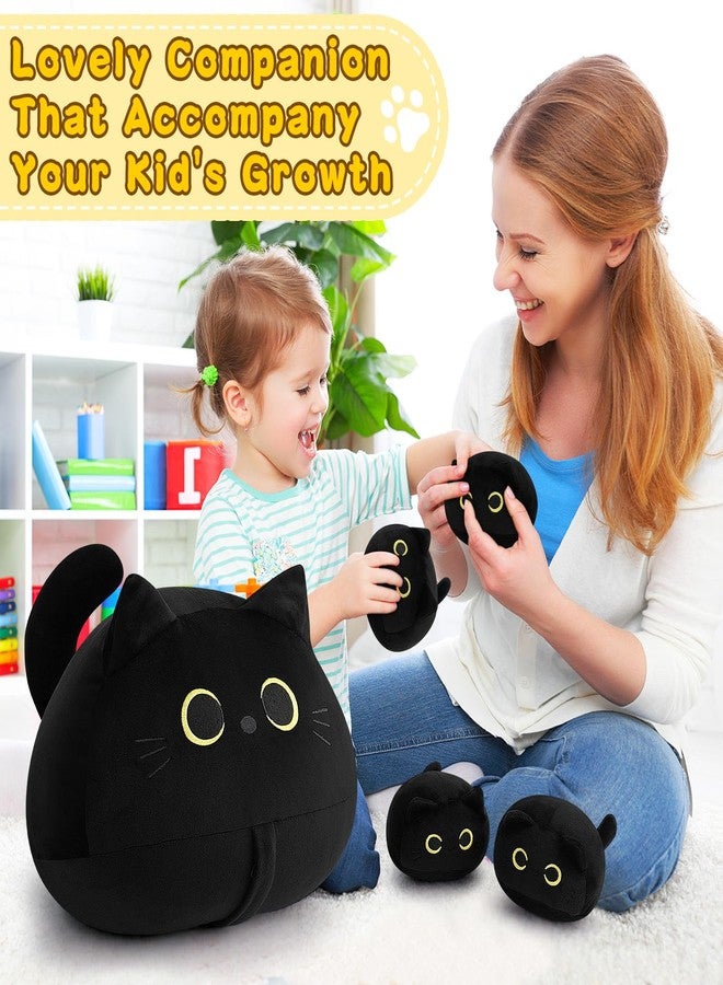 Auspicious beginning 19'' Black Cat Plush 5PCS Cat Family PlushToys,Cute Black Cat Mommy Cat with 4 Baby Kittens Cat Plushies for Kids, Kawaii Birthday Gifts for Kids Boys Girls - Image 5