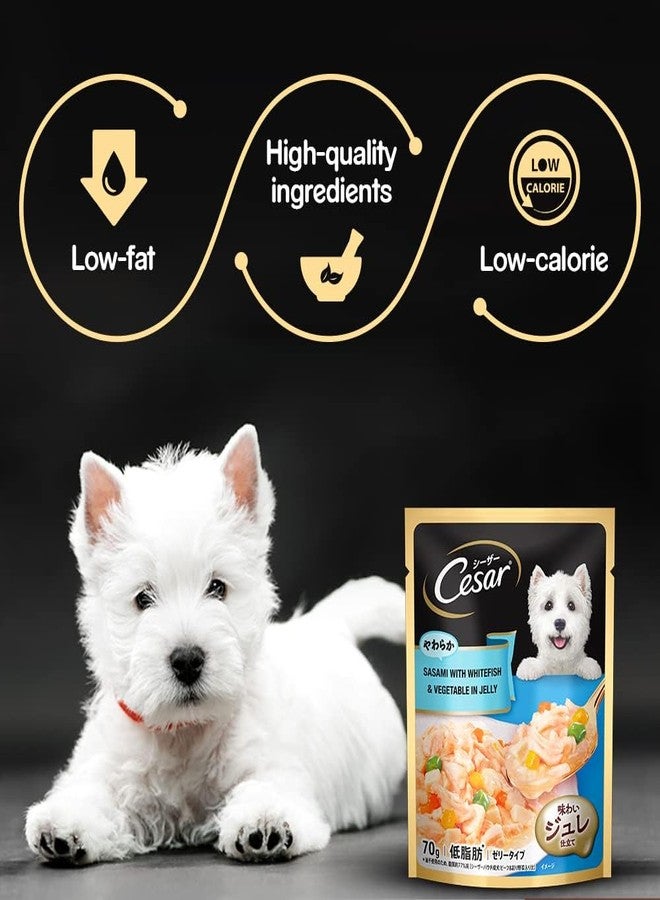 Cesar Premium Adult Wet Dog Food, Sasami with Whitefish & Vegetables in Jelly, 16 Pouches (16x70g) - Image 3
