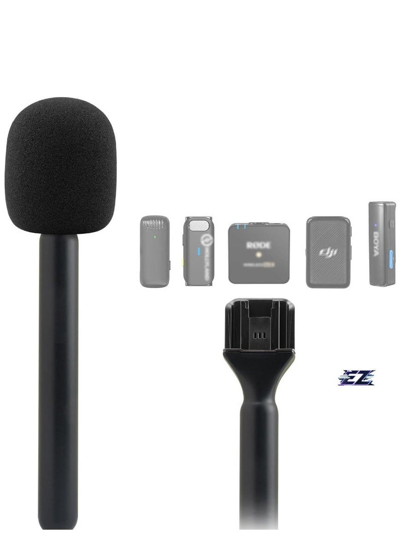 ELTRAZONE - Handheld Mic Adapter Stand for Multiple Branded Wireless Transmitters, Interview Go Handle Stick with Cold Shoe Mount for Secure Mic Holding and Easy Setup – Ideal for Interviews, Vlogging, and Presentations - Image 1