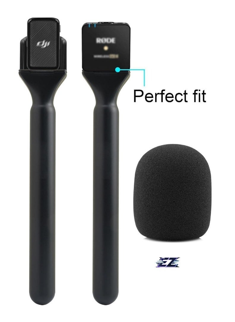 ELTRAZONE - Handheld Mic Adapter Stand for Multiple Branded Wireless Transmitters, Interview Go Handle Stick with Cold Shoe Mount for Secure Mic Holding and Easy Setup – Ideal for Interviews, Vlogging, and Presentations - Image 1